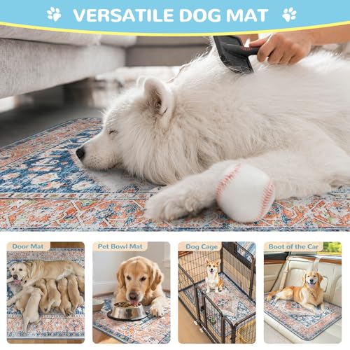 Image of Lahome Super Absorbent & Leakproof Washable Dog Pee Pads - 2 Pack Value Set - Waterproof, Non-Slip Reusable Pads for Puppy Training, Crates & Whelping (24 inchx24 inch, Beige Blue)
