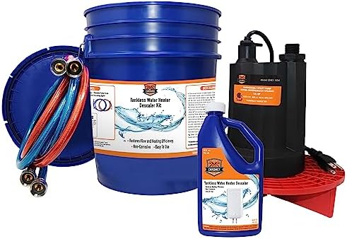 Chromex Tankless Water Heater Flush Kit with Certified Liquid Descaling Solution and 1/6HP Extra Strength Pump