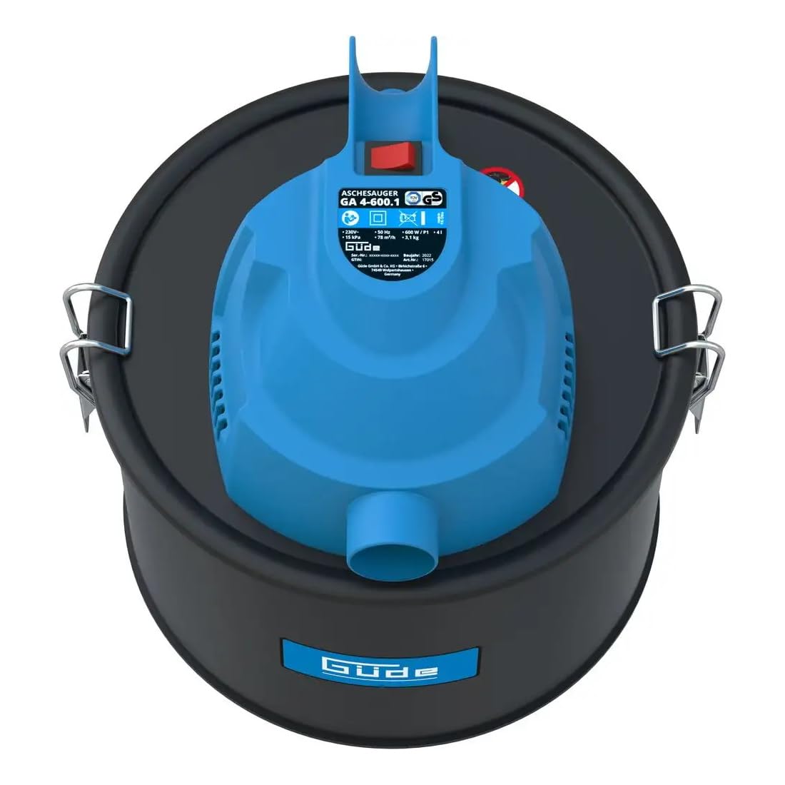 Güde Aspirateur à Cendres GA 4-600.1 17015, Aluminium, Plastique, Bleu, Noir, 600 W