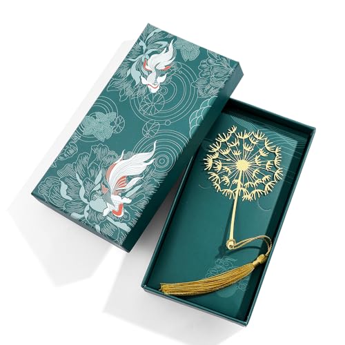 Lesezeichen mit Hohlblättern, Nelke, rosa Sonnenblume, Edelstahl, Blumen-Seitenmarkierungswerkzeug, einfache Quasten, Schreibwaren für Bücherwurm-Leseliebhaber (Löwenzahn-Gold)