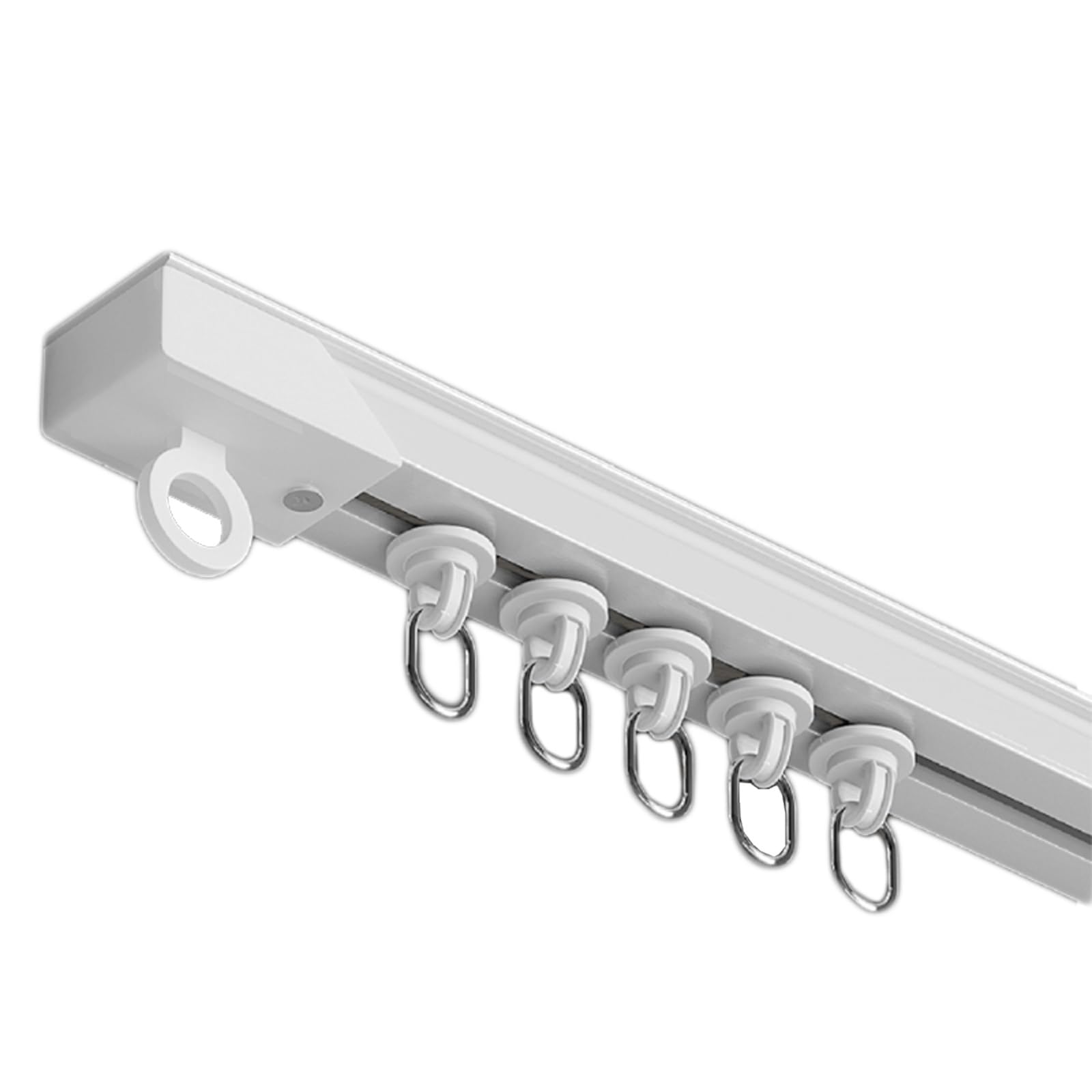 Renter-Friendly Curtain Track – Self Sticking Door Curtain Rod for Apartments, Fits Small Windows Closets, Quick Install with No Tools(White-Top,80cm)