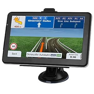 GPS Navigation System with Sunshade for Car Truck Motorhome 7 inch Touchscreen 16GB 256MB Satellite Navigator Device with Latest North America Maps with Lifetime Free Updates