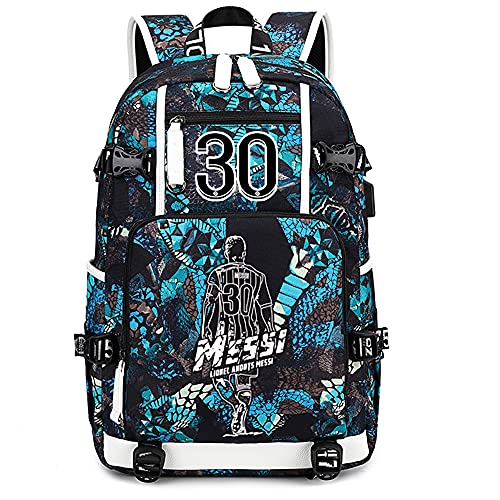 Lorh's store Laser Stil Fußballspieler Stern Lionel Messi Diebstahlsicherung Multifunktions Reiserucksack Fans Schule Bookbag Für Männer Frauen (B-Muster 4) Cover
