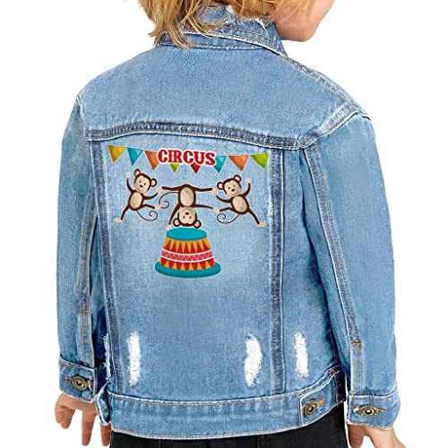 Circus Print Toddler Denim Jacket - Gifts for Kids - Gifts for Primate Lovers