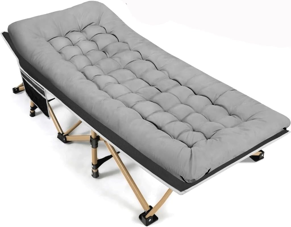 Portable Camping Cot Sleeping for Adult 28" Extra Wide Heavy Duty Folding with Thick Mattress
