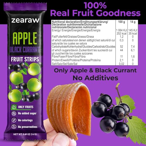 Image of ZEARAW Healthy Fruit Snacks for Adults and Kids - 30 Fruit Leather with Dried Pear-Pineapple, Blackcurrant-Apple, Pear-Apple - Vegan Low-Carb Variety Pack Strips for Kids - Sugar Free Bars