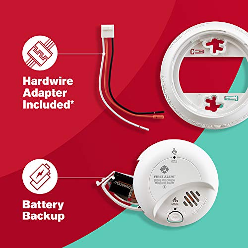 Image of FIRST ALERT BRK SC9120B-3 Hardwired Smoke and Carbon Monoxide (CO) Detector with Battery Backup, White, Pack of 3