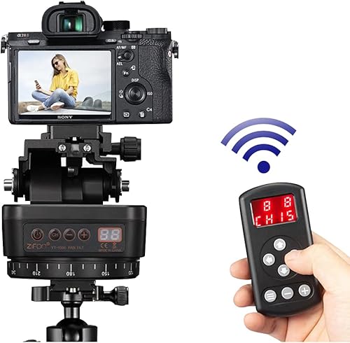 Mcoplus YT-1000 Cabezal panorámico con control remoto, cabezal panorámico giratorio motorizado automático para teléfonos inteligentescámaras réflex