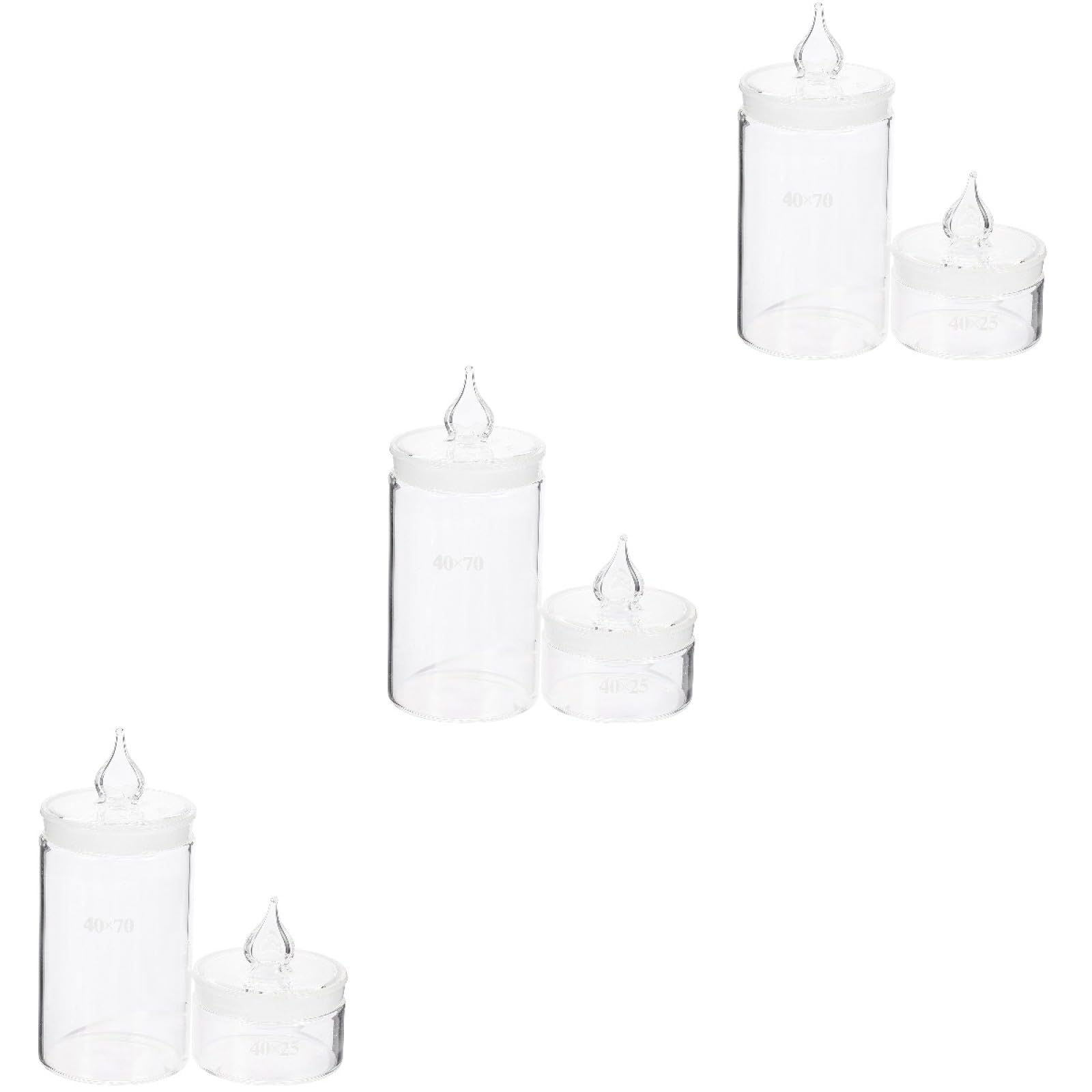 Amosfun 3 Ensembles Bouteilles De Pesée Verre Flacons Pour Échantillons De Laboratoire Pratiques 2 Pièces * 3