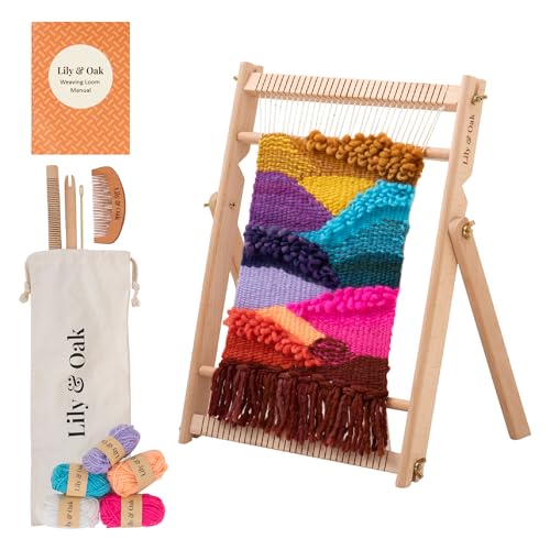 Lily & Oak Weaving Loom for Adults & Kids - Weaving Loom Kit | Beginner-Friendly Table Loom & Lap Loom with...