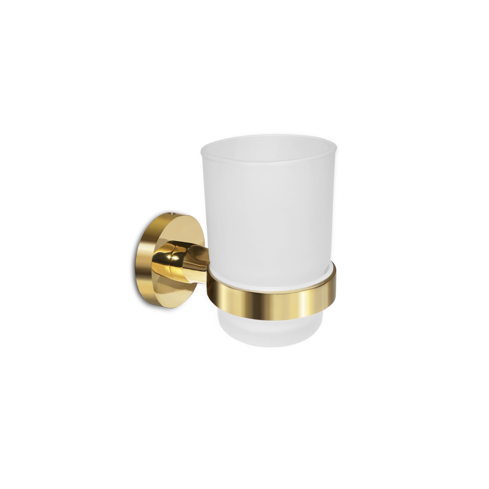 Soporte para Cepillo de Dientes de Pared con Vaso de Vidrio Esmerilado de Acero Inoxidable (un Solo Dorado)