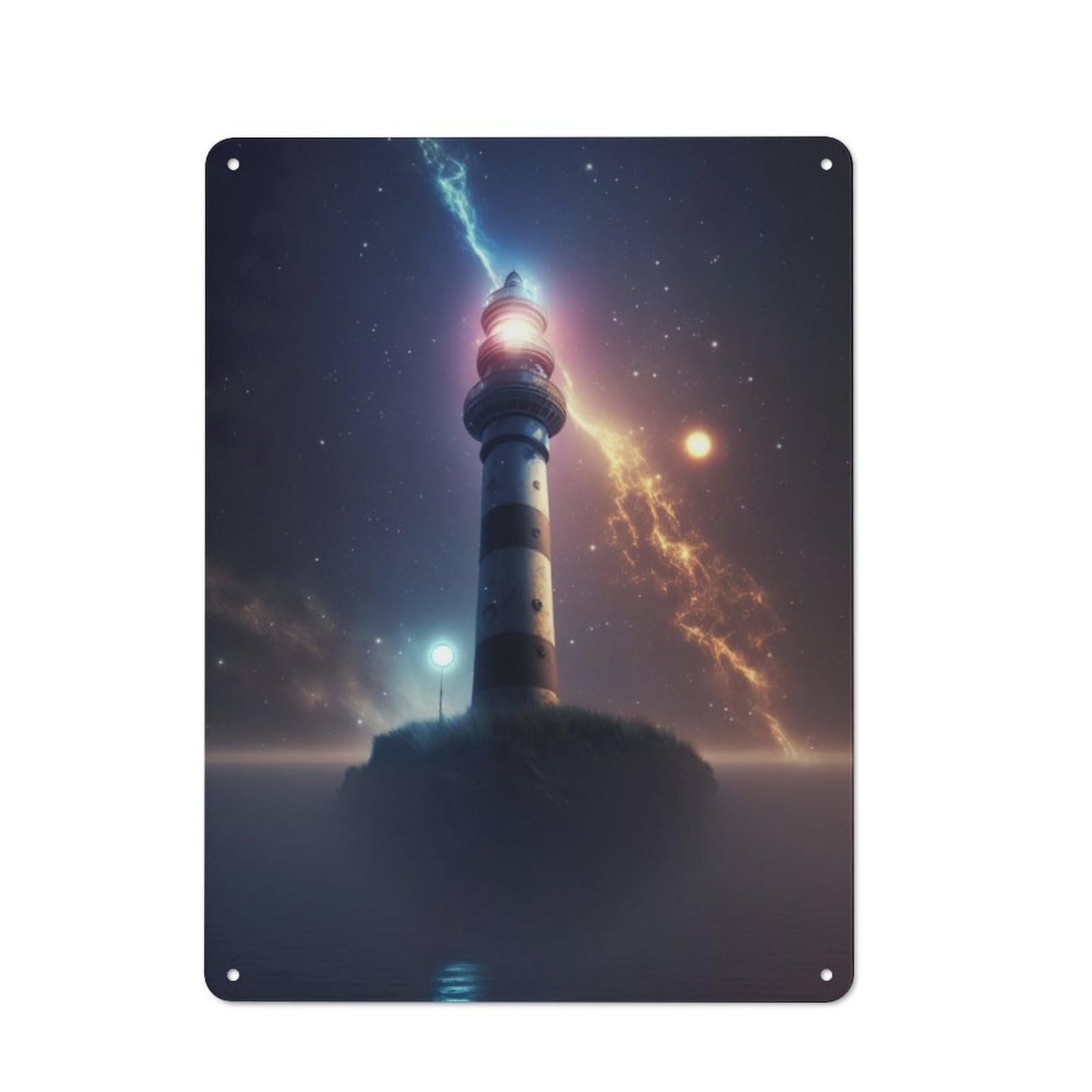 Junmoney Space Lighthouse Office Metal Sign 40X30cm, Understated Office Wall Decor For Workspace, Cafe, Shop Or Desk Area
