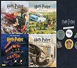  SCHMUCKAUSGABE: Harry Potter Band 1-4 + 1 Original Harry Potter Button (Stein der Weisen / Kammer des Schreckens / Gefangene von Askaban / Feuerkelch)