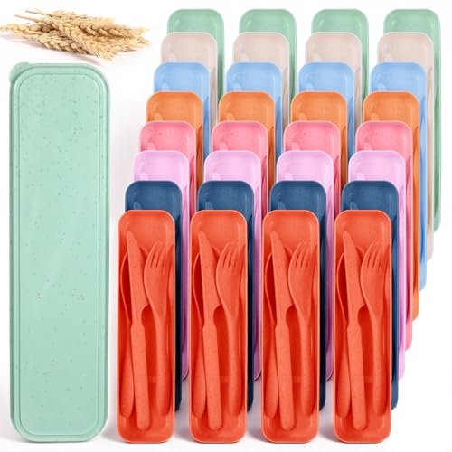 32 Sets Reusable Travel Utensils Set with Case