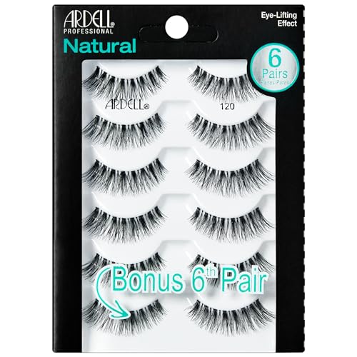 Ardell Natural Lashes 120 – Natural Look Wispy Lashes, Lightweight, Long-Lasting Wispies Black, 6 Pairs, 1 Pack
