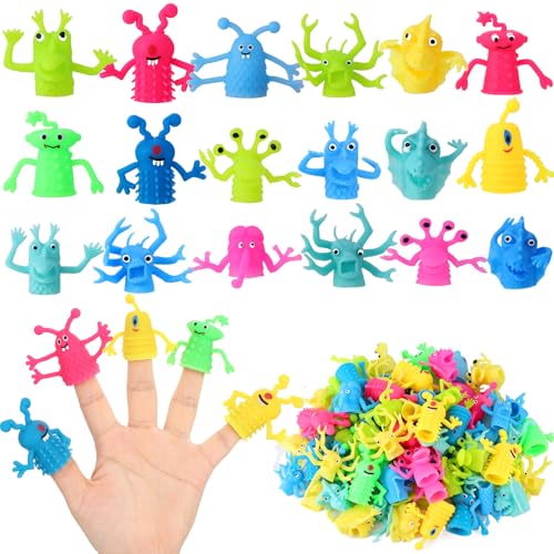 40 PCS Finger Puppets Toys Cute Monster Soft Rubber Stretchy Toys for Role Playing Birthday Kids Party Favors Fidget Doll, 9 Random Styles