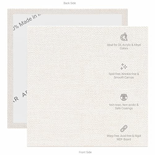 Image of Scholar Art Hobby Series 04 Oz (230 GSM) 100% Cotton Canvas Panel Board for Painting (White Blank Canvas Boards for Acrylic Paint, Oil Paint, Wet & Dry Media) | 04 inchx04 inch (10x10 cm), Pack of 6