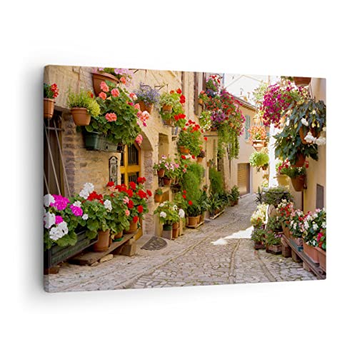 Moderne Impression sur Toile fleur rue maison Image Tableau Decor...