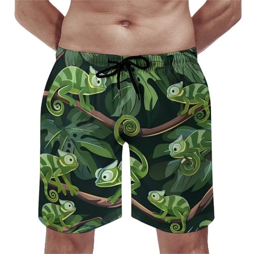 Cute Chameleon Men's Swim Trunks Breathable Bathing Suit Swimming Board Shorts Hawaiian Beach Swimwear4