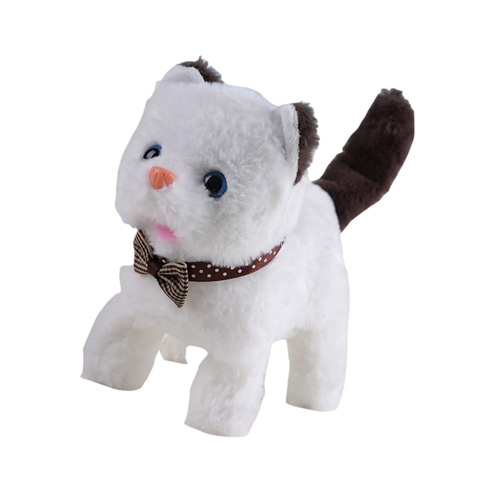 ZEPFJHE Walking Meowing Plush Cats Electronic Pet with LED, Coffee color