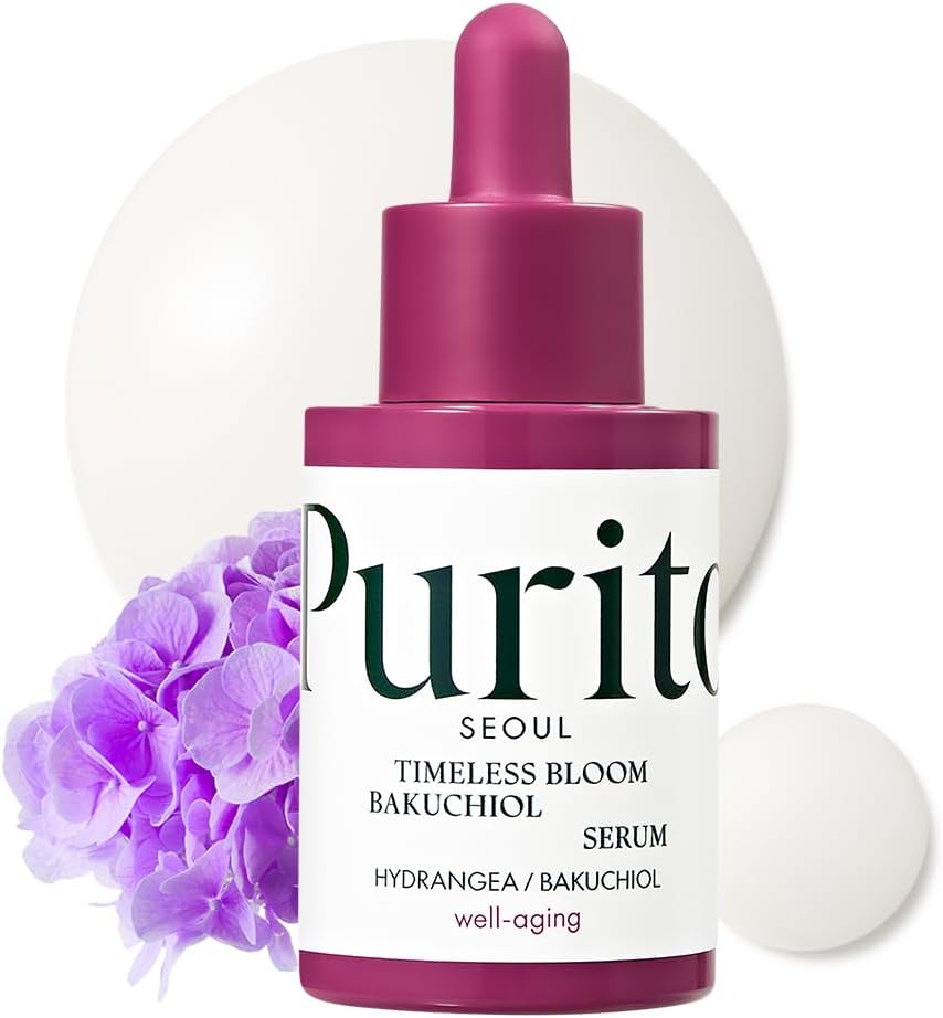 PURITO Bakuchiol Serum for Sensitive Skin, 30ml | Jeju Hydrangea Ampoule, Fine Line Reduction, Anti-Aging Facial Serum, Gentle Retinol Alternative, K-Beauty
