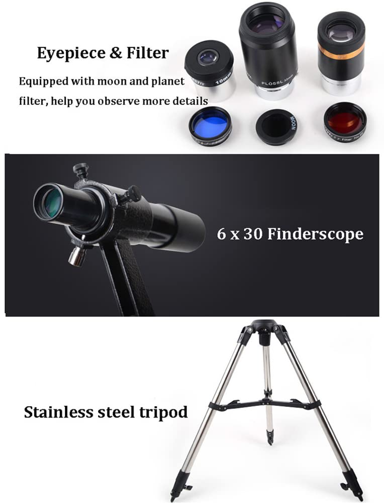 Astronomical Telescope Telescopio astronómico Profesional 90EQ con Montura ecuatorial EQ2, Motor de Seguimiento de Alta precisión, cultive Pasatiempos Infantiles y aprenda conocimientos astronómicos