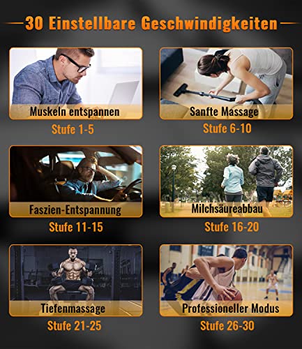 Massagepistole für Muskelmassage, Tiefenmassagegerät mit 30 verstellbaren Stufen, 8 Massageköpfen und LCD-Display 4800 U/min, zur Linderung von Schmerzen und Muskelsteifheit 5