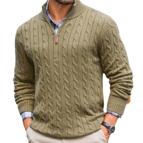 Men Basic Sweater Slim Fit Men Warm Comfortable Long Sleeve Pullover Casual Soft Breathable Men Knitwear Youth Men Temperament Trend Knit Sweater D-Army Green XL