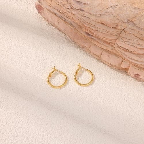 Image of Gacimy Gold Hoop Earrings for Women, 14K Gold Plated Thin Hoops