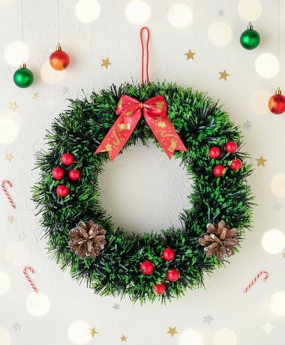 Image of Designer Christmas Wreath /Wall Hanging /Decoration for Xmas Party /Christmas Decorations for Home /Gifts /Wreath | PoPo Toys | 20 Cm