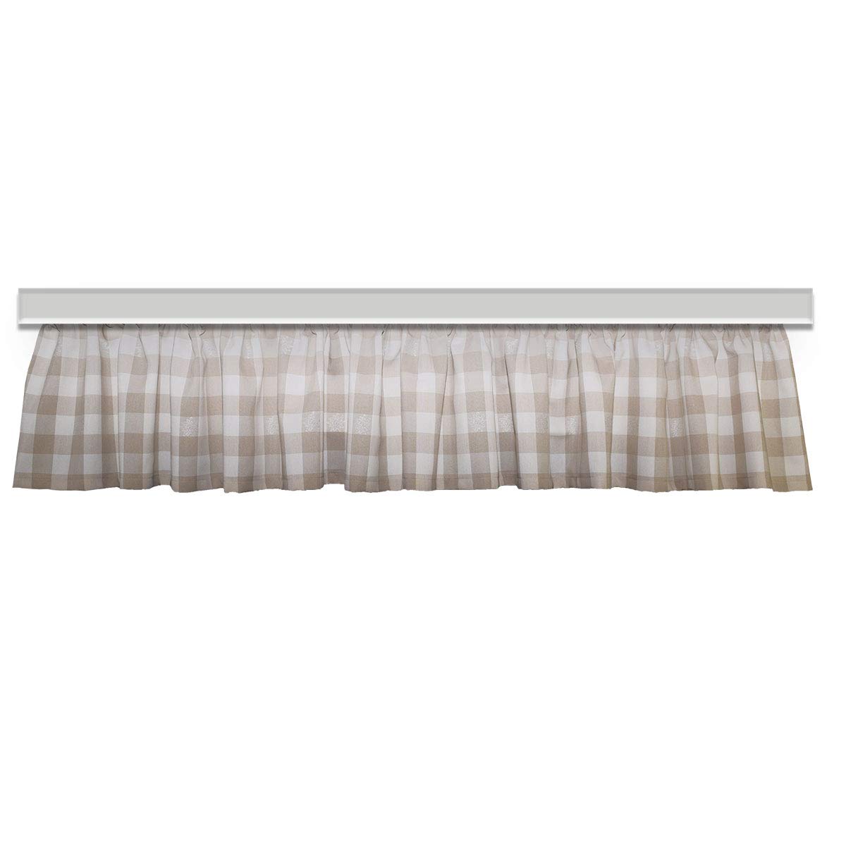 Querbehang Karo Edelweiß Beige | Kurzgardine für den gemütlich-rustikalen Landhaus-Stil | hochwertiger Webstoff beige-weiß kariert mit Reihband | Höhe x Breite 32 x 400 cm