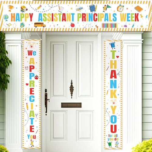 SmoothNovelty 3 Pcs Assistant Principal Week Banner Assistant Principal Appreciation Week Decorations We Appreciate You Decor Thank You Decor for Retirement Graduation