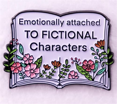 Image of zhanghaoran Emotionally Attached Enamel Character Brooch, Metal Badge Lapel Pin, Blooming Flower Enamel Book Brooch, Nerd Bookworm Gift Jewelry Accessory