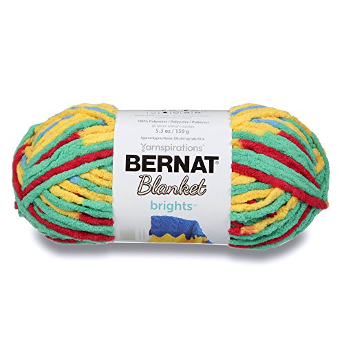 Image of Bernat Blanket Brights Yarn, 5.3 oz, Gauge 6 Super Bulky Chunky, Rainbow Shine Varg