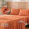 JSD 100% Cotton Sheet Set Twin, Burnt Orange Sateen Sheets, 300 Thread Count Soft Breathable Cooling Sheets Deep Pocket #5