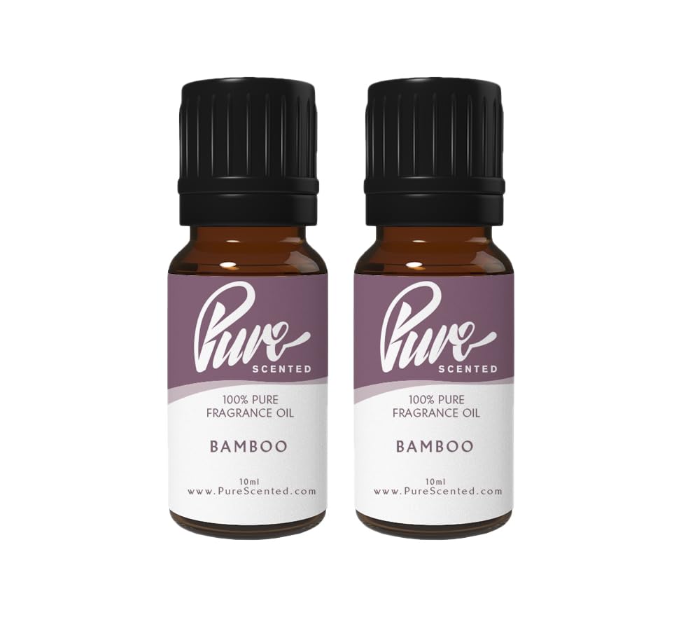 Pure Scented 20ml Fragrance Oils - 2 x 10ml Suitable for Candles, Soaps, Slime, Diffusers, Cosmetics, Wax Melts, Designer (2 x 10ml, Bamboo)