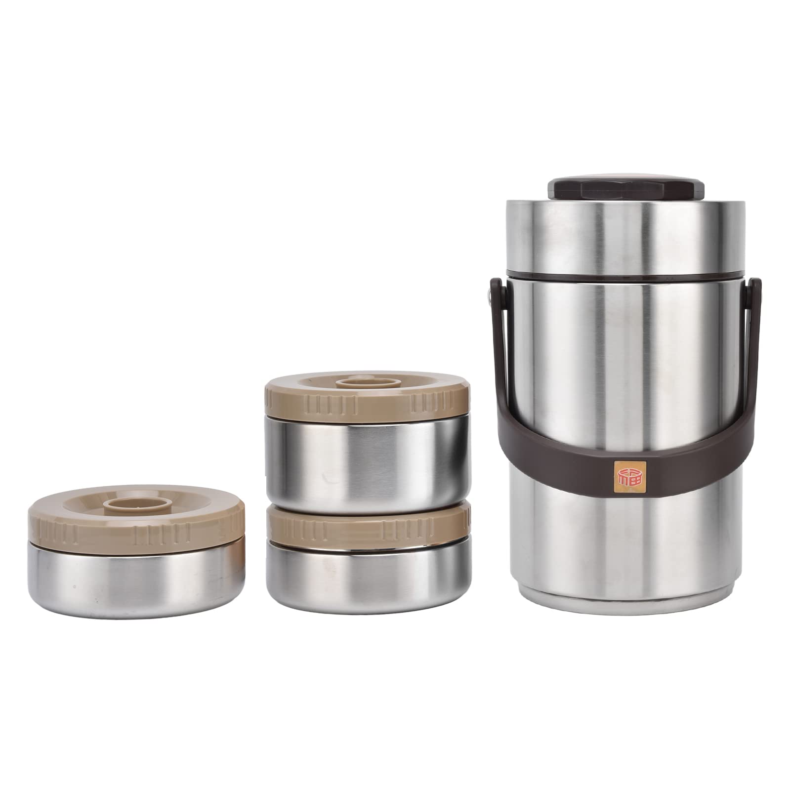 2,3L Thermos pour Repas Alimentaire, Récipient Isotherme Chaud 3 étages 304 Acier Inoxydable Boîte Repas Lunch Box Vacuums, avec Double Paroi pour Travail, Voyage, Pique-nique & Camping
