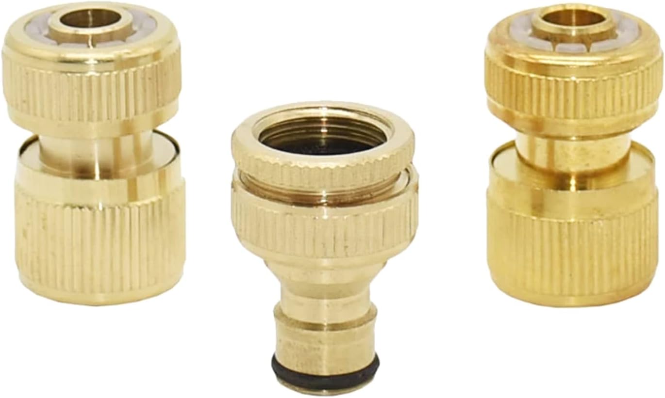 3Piece Brass Garden Hose Adapter Quick Connector Water