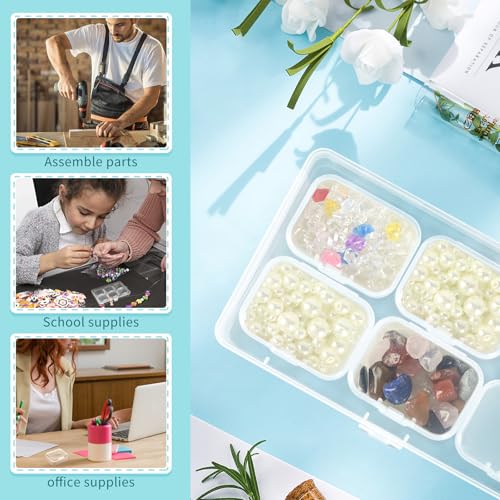 Image of Large Bead Organizer Box with 6 Small Boxes inset, Small Bead Organizers and Storage Plastic Cases, Clear Bead Storage Containers Boxes with Hinged Lid(7 Pcs)