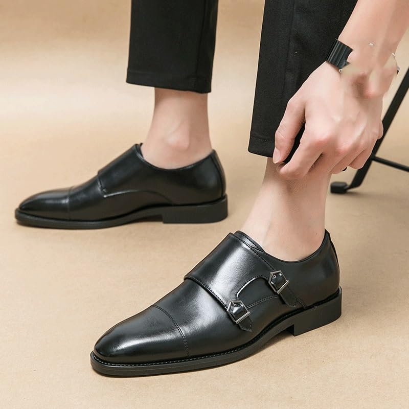 Formal Shoes for Men Double Monk Leather Working Slip-on Plain Toe Business Tuxedo Wedding Non Slip Formal4