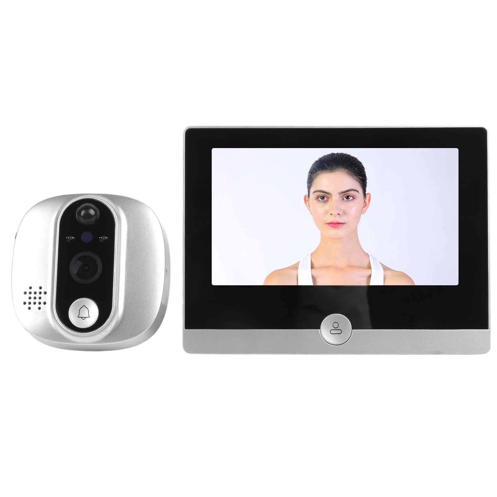 Cámara de Mirilla de Puerta, Mirilla Inteligente Wifi con Intercomunicador Bidireccional, Timbre Digital Visual para Seguridad del Hogar, Vídeo y Audio HD, Monitoreo Remoto,