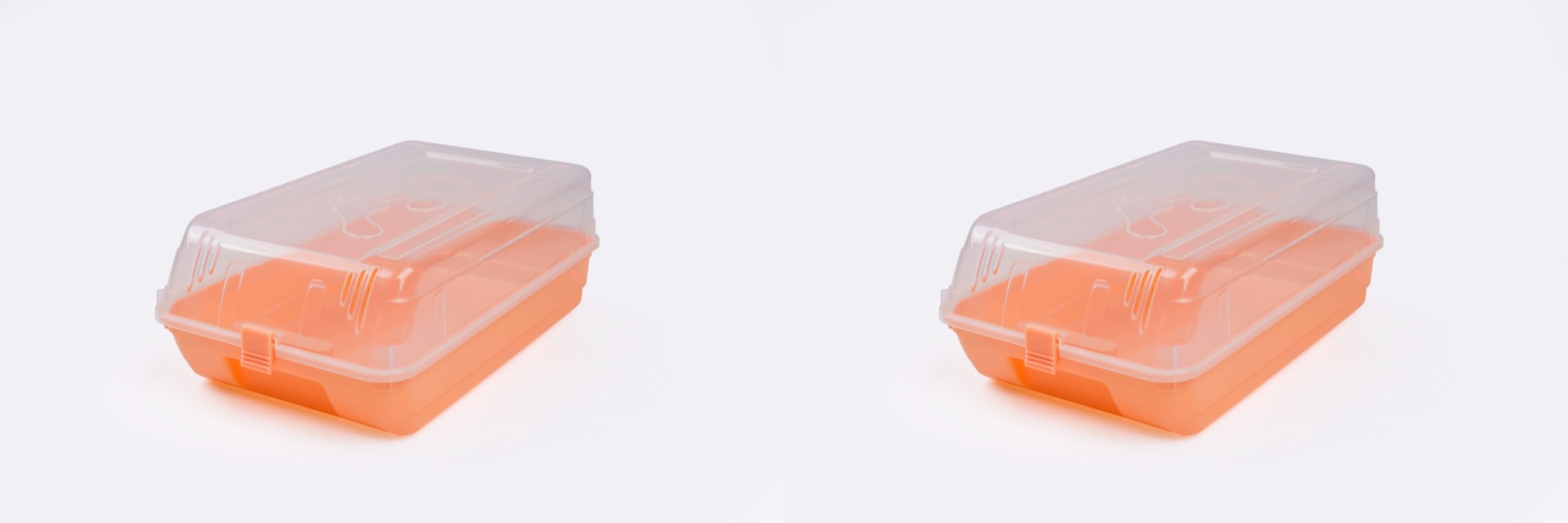 JUICIQ Plastic Shoe Storage Box with Transparent Lid | Stackable & Dustproof Shoe Organizer with Lock | Foldable Shoe Container for Closet, Entryway & Underbed Use (Orange, 2)