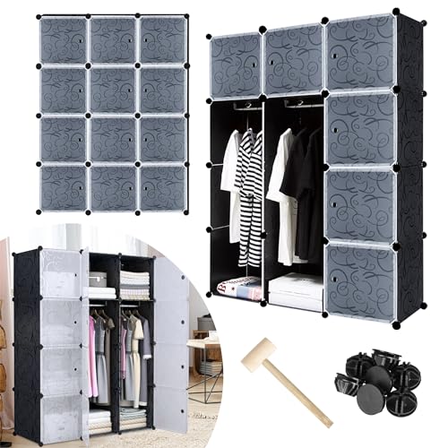 VA-Cerulean Système d'étagères en plastique avec porte et tringle à vêtements - Placard pour la chambre à coucher - Armoire combinée pour vêtements,...