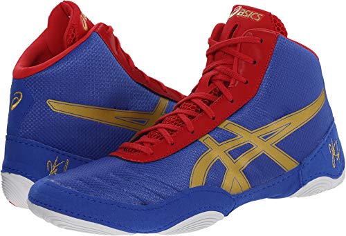 ASICS Men's JB Elite V2.0 Wrestling Shoe, Jet Blue/Olympic Gold/Red, 13 M US