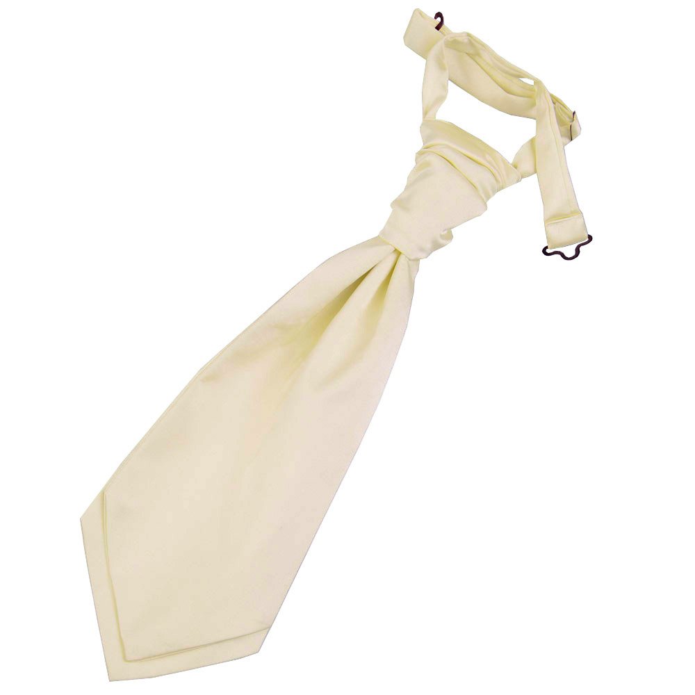 DQT Boys Plain Satin Pre-Tied Scrunchie Cravat - Wedding Pageboy Formal - Champagne