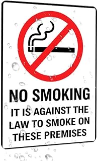 No Smoking It is Against The Law 8 X12 Rust Free Aluminum Signs Outdoor, Metal Tin Sign for Home, Business, Yard