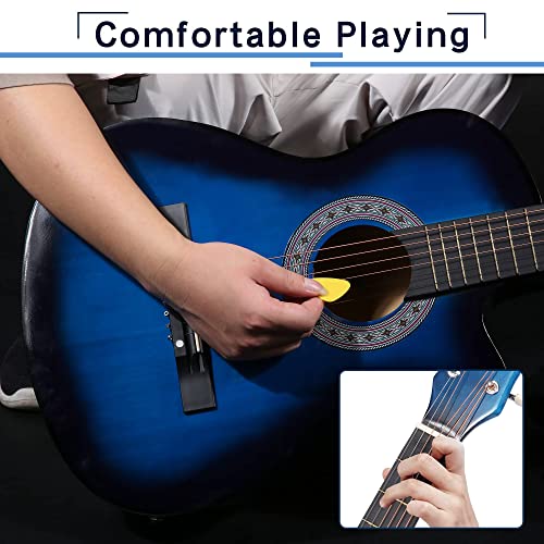 Lonabr Acoustic-Electric Guitars 38’’ All Wood Cutaway Guitar With Pickup 4-Band Eq For Beginners And Intermediate,Bundle Includes Case,Digital Tuner,Shoulder Strap,Picks,String,Blue #TOP3
