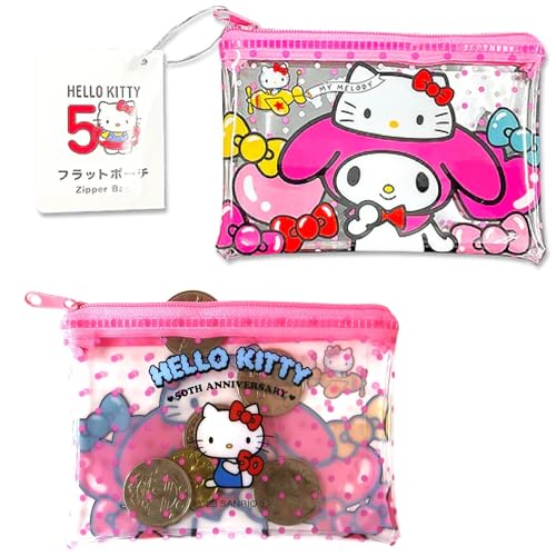 50th anniversary Flat pouch, Cute Vinyl Zipper Pouch, Card Wallet & Case, Kawaii Pouch Bag, 12x7.5x1cm (Pink My-Meloday)4