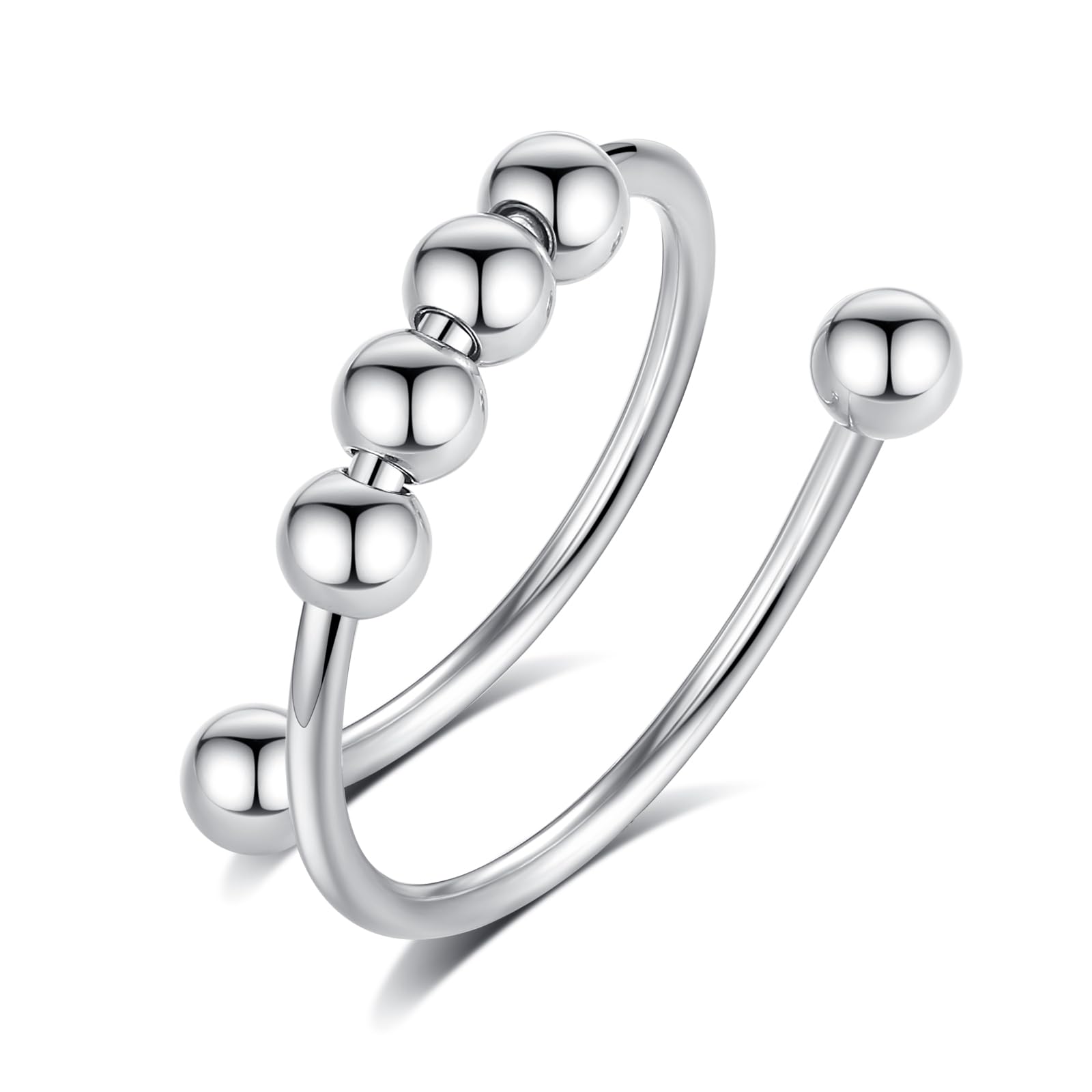 INFUSEU Anello Antistress, Perline Anelli Anti-Stress Fidget Regolabili Spinner Anti Ansia Impilabili Ruota Liberamente Anello Anxiety Stili Multipli Regali per Donna Ragazza