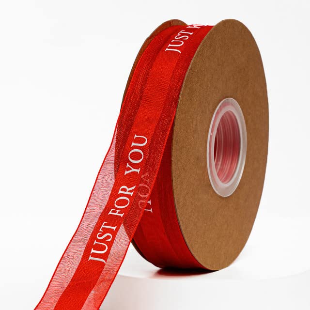 rotoli di nastro di organza, Poliestere multicolore 50 iarde 2,5 cm(Red Ribbon)